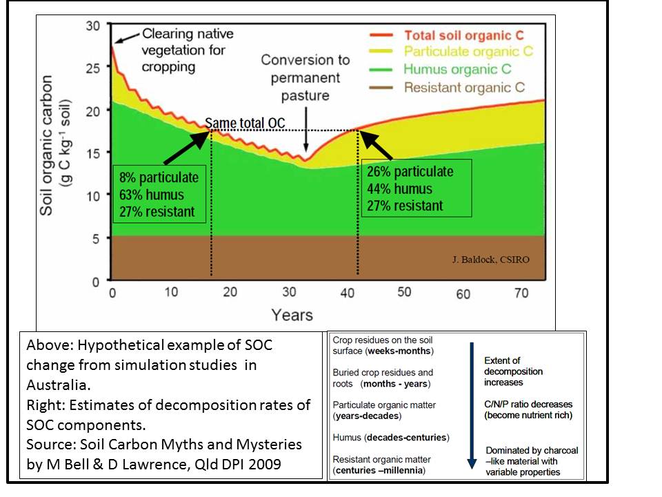 Soil organic carbon change over time simulation 2009