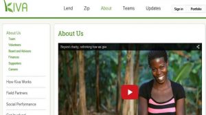 screenshot of the Kiva microfinance web page